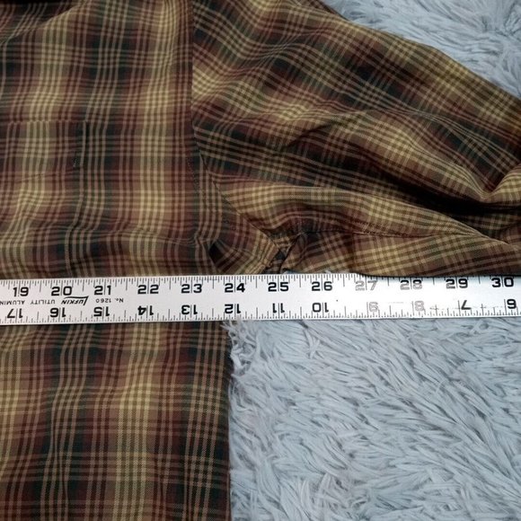 Cutter & Buck Mens Shirt Button Up Brown XL Plaid Long Sleeve Pocket Collar - Picture 7 of 12
